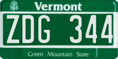 VT license plate ZDG344