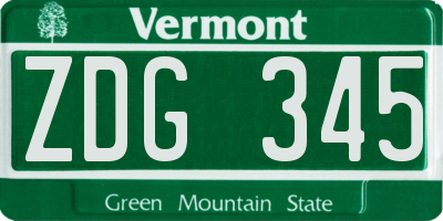 VT license plate ZDG345