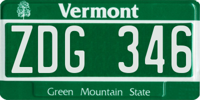 VT license plate ZDG346