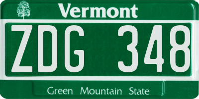 VT license plate ZDG348