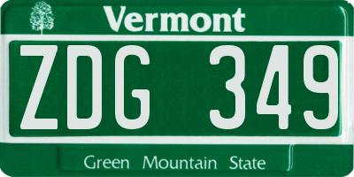 VT license plate ZDG349