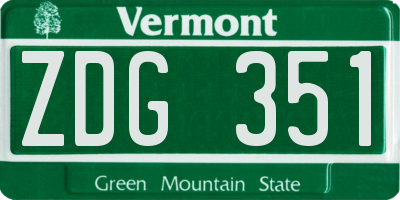 VT license plate ZDG351