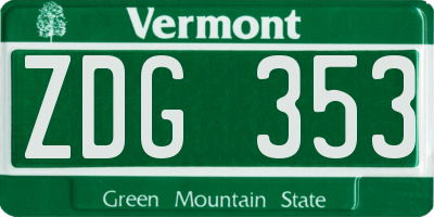 VT license plate ZDG353