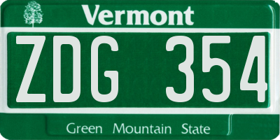 VT license plate ZDG354