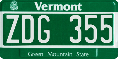 VT license plate ZDG355