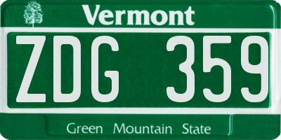 VT license plate ZDG359