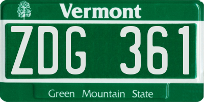VT license plate ZDG361