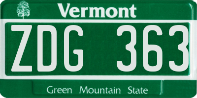 VT license plate ZDG363