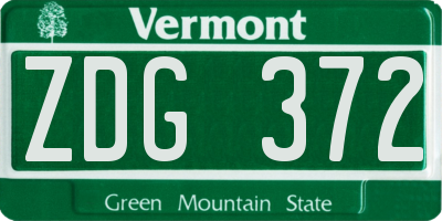 VT license plate ZDG372