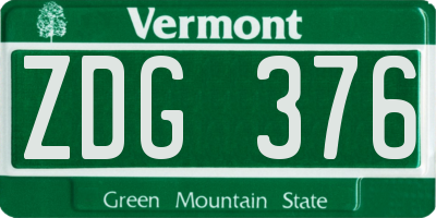 VT license plate ZDG376