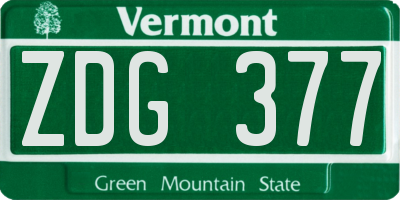 VT license plate ZDG377