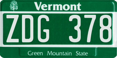 VT license plate ZDG378