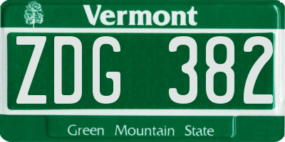 VT license plate ZDG382
