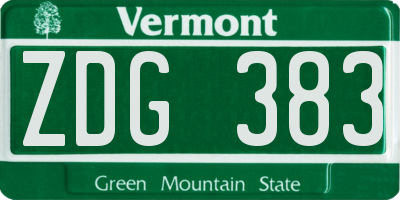 VT license plate ZDG383