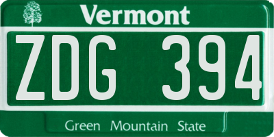 VT license plate ZDG394
