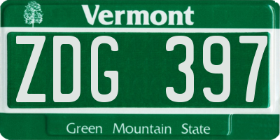 VT license plate ZDG397