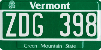 VT license plate ZDG398