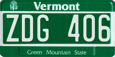VT license plate ZDG406
