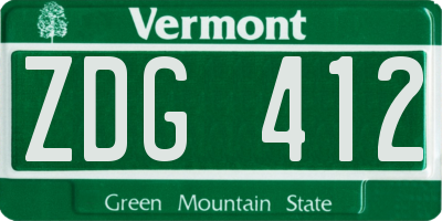 VT license plate ZDG412