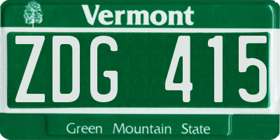 VT license plate ZDG415