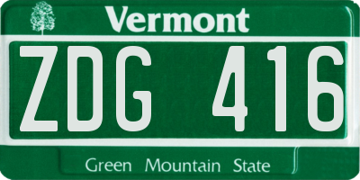 VT license plate ZDG416