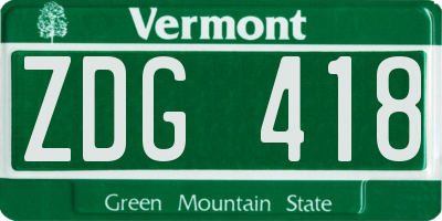 VT license plate ZDG418