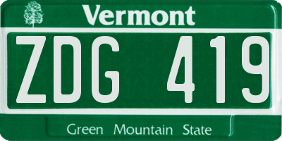 VT license plate ZDG419