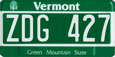 VT license plate ZDG427