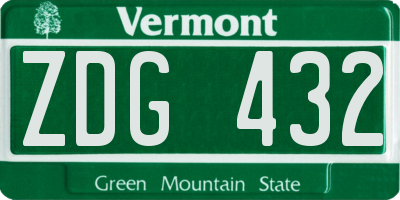 VT license plate ZDG432