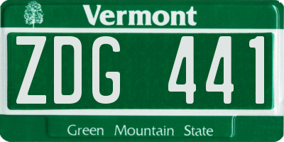 VT license plate ZDG441