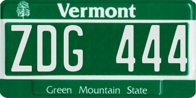 VT license plate ZDG444