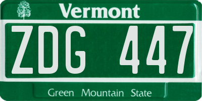 VT license plate ZDG447