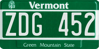 VT license plate ZDG452