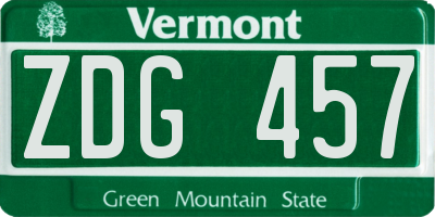 VT license plate ZDG457