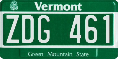 VT license plate ZDG461
