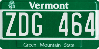 VT license plate ZDG464