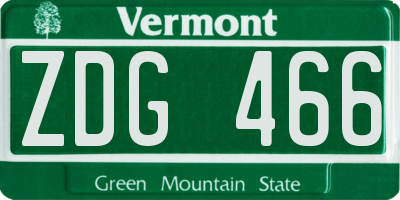 VT license plate ZDG466