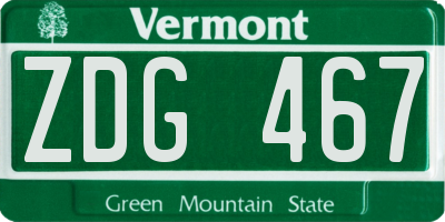 VT license plate ZDG467