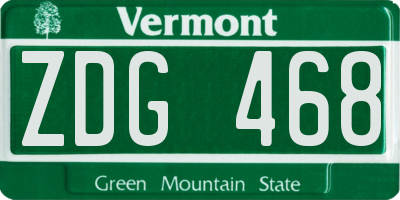VT license plate ZDG468