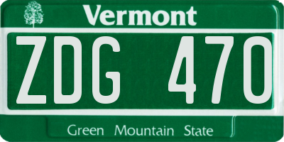 VT license plate ZDG470