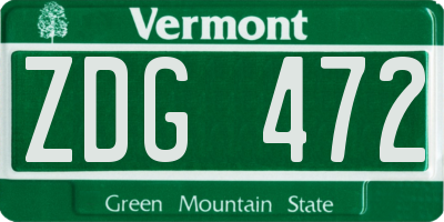 VT license plate ZDG472