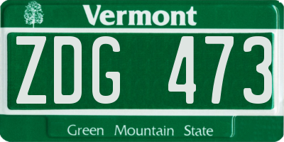 VT license plate ZDG473