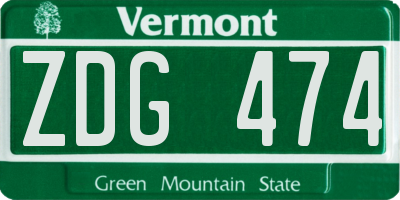 VT license plate ZDG474
