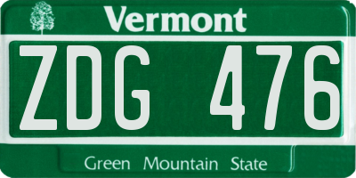 VT license plate ZDG476