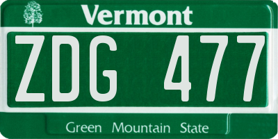 VT license plate ZDG477