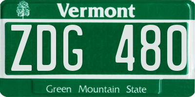 VT license plate ZDG480