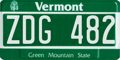 VT license plate ZDG482