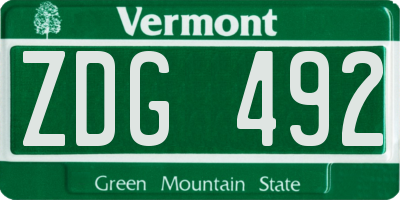 VT license plate ZDG492