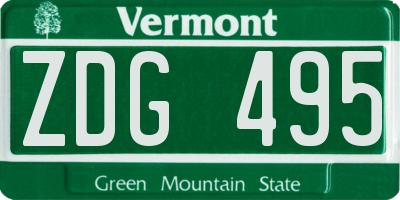 VT license plate ZDG495