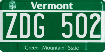 VT license plate ZDG502